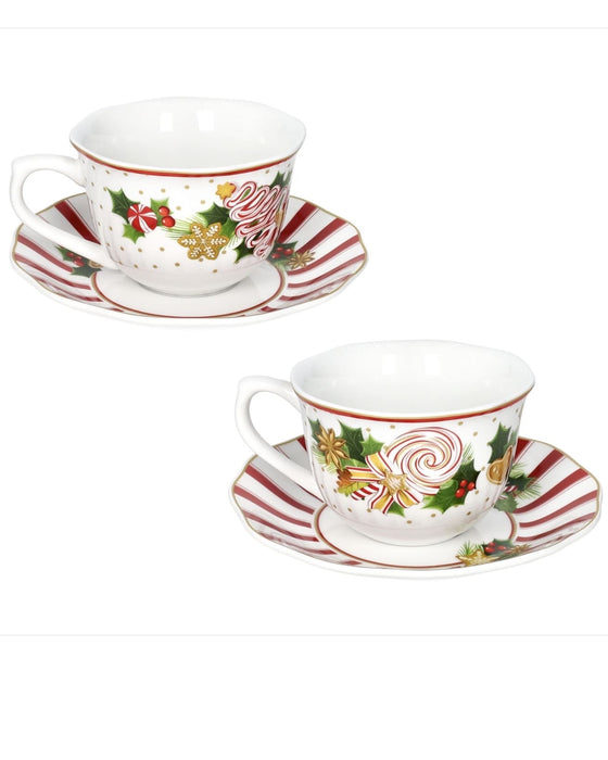 Set 2 tazze da the natalizie in porcellana Brandani linea le chicche