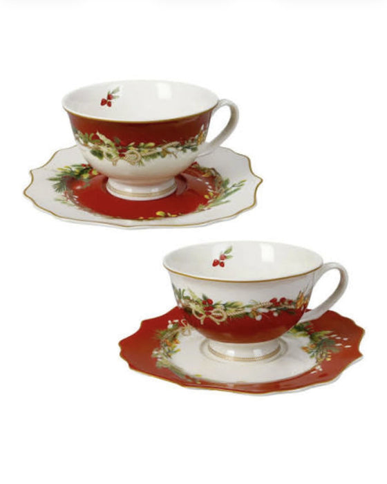 Set 2 tazzine the natalizie in porcellana Brandani linea carol