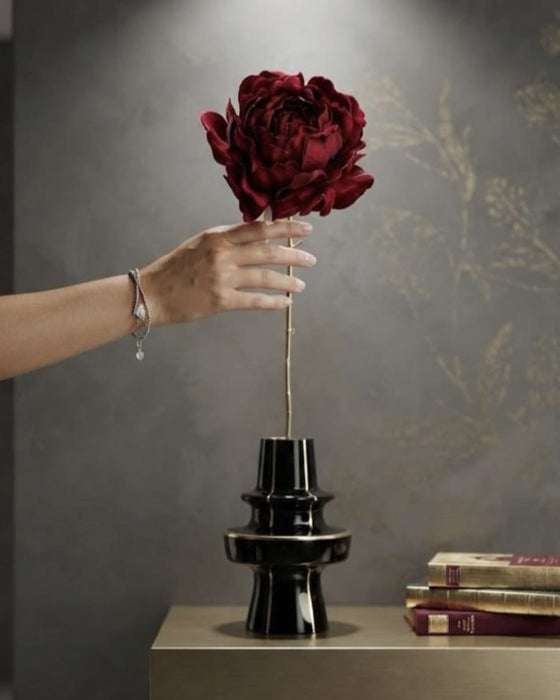 Peonia rossa in velluto fiori di lena