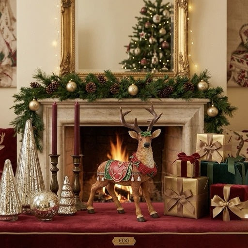 Decoro renna ghirlanda H44 L32 L14,5