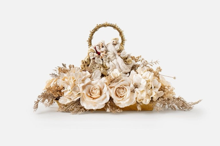 Natività con fiori Fiori di lena l 70cm avorio