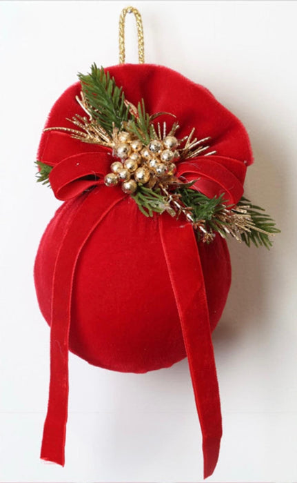 Palla in velluto rosso D12cm - Fiori di Lena