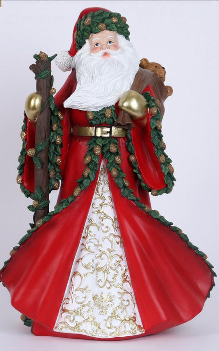 Babbo Natale in resina rosso con sacchetto H47 cm