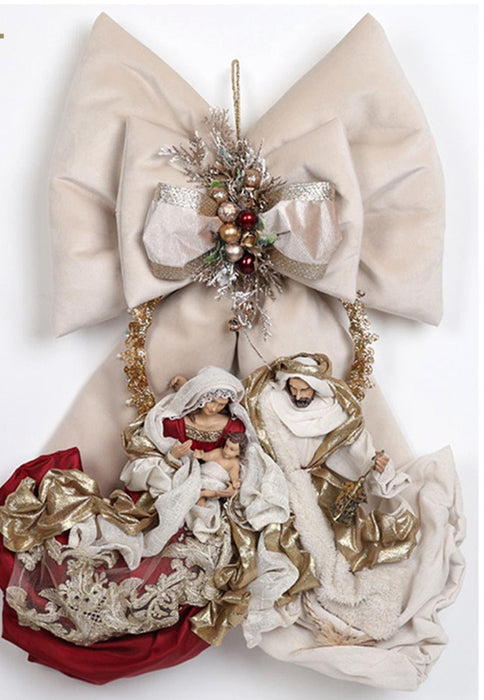 Fiocco in velluto nude con natività amaranto H65 cm