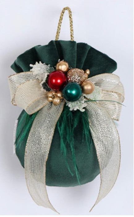 Sfera in velluto verde inglese con decorazione D9 cm