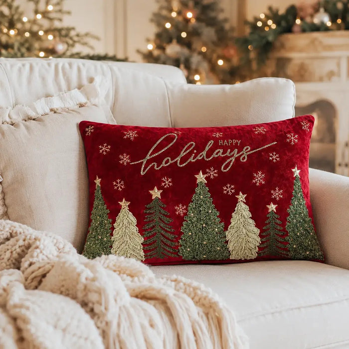 Cuscino rettangolare Chalet in velluto rosso 50×35 cm