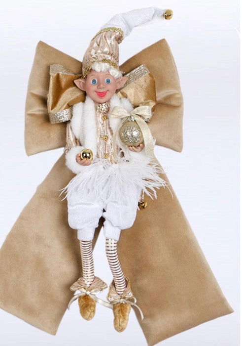 Fiocco in velluto nocciola con elfo H55 cm