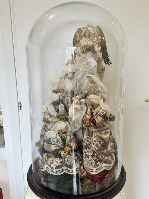 Presepe ampolla con merletto Fiori di Lena H70 cm