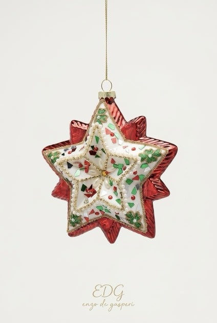 Addobbo albero stella perline D13 C6