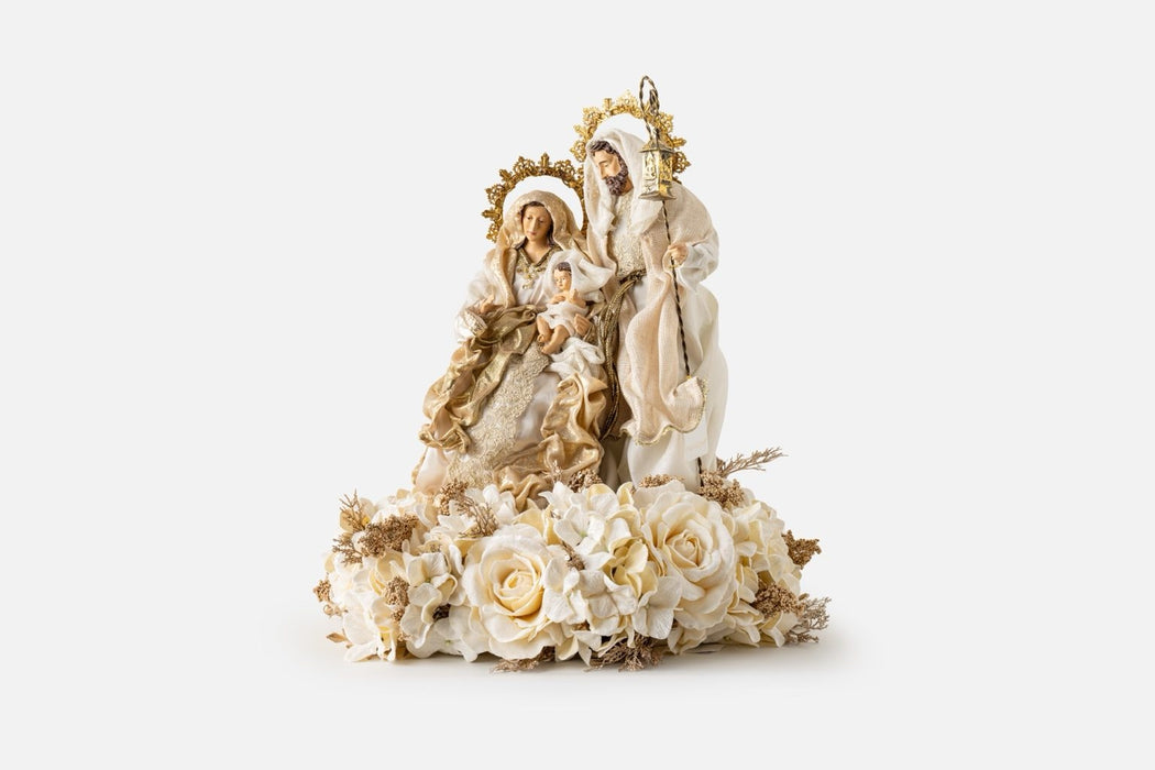Natività avorio e oro H60 cm D 60 cm Fiori di lena