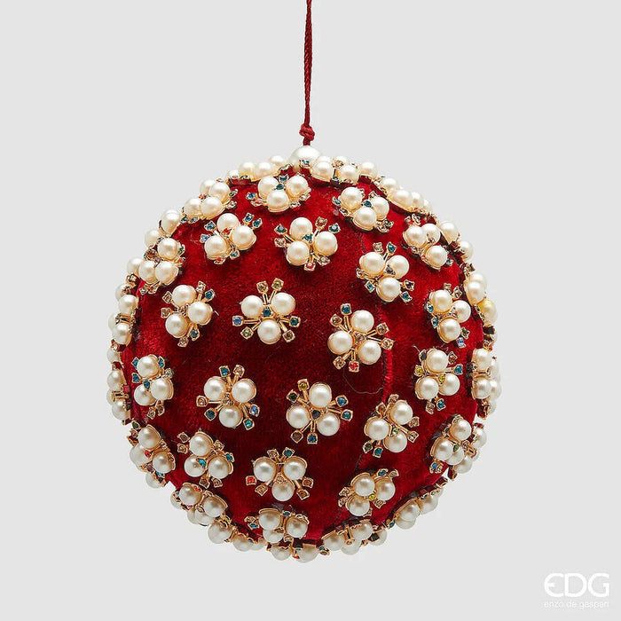 EDG Enzo De Gasperi Pallina di Natale Elizabeth Rossa D12 cm