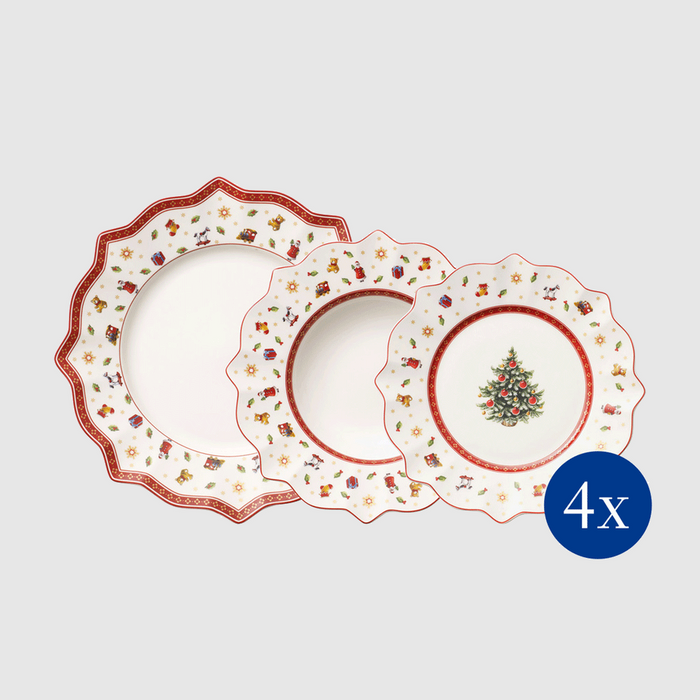 Villeroy & Boch Toy's Delight Servizio di Piatti Natalizio 12 Pezzi in Porcellana