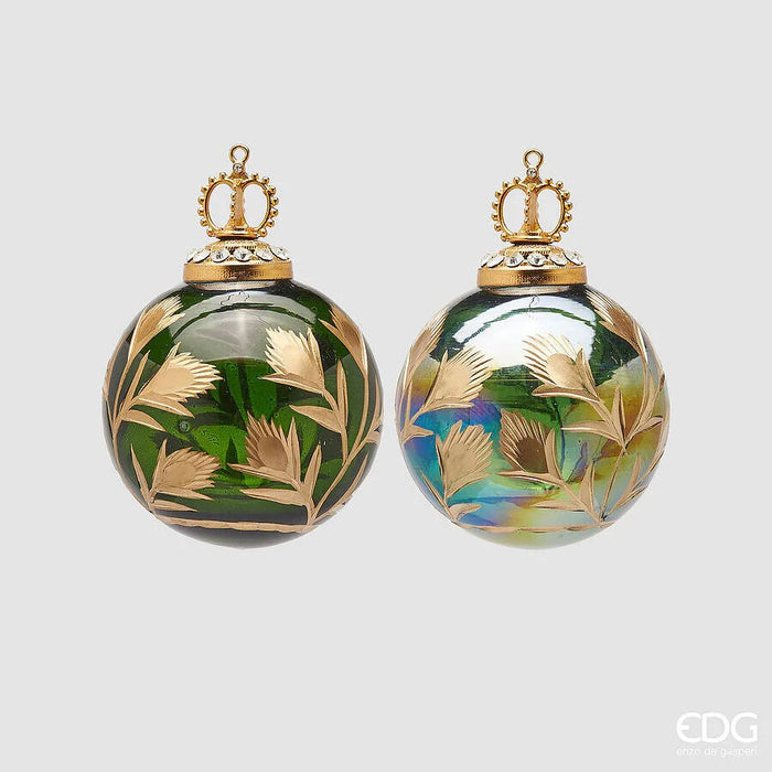 EDG Enzo De Gasperi Set 2 Palle di Natale Fiori D7,5 cm