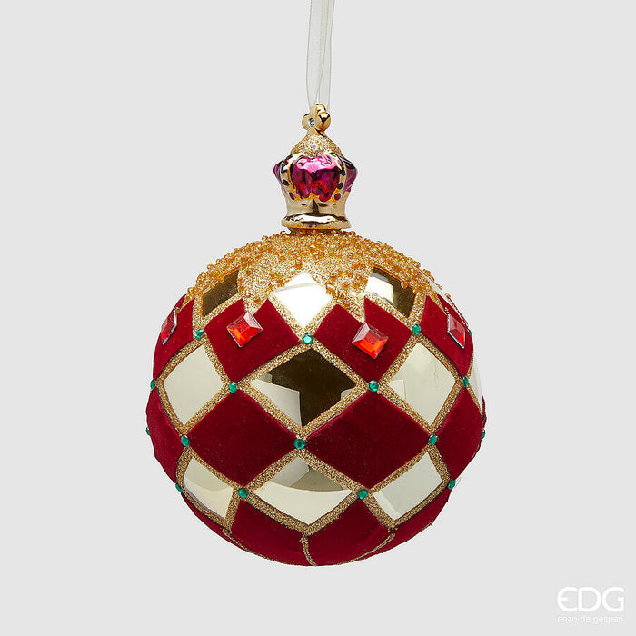 EDG Enzo De Gasperi Palla di Natale Rombi D12 cm in Vetro