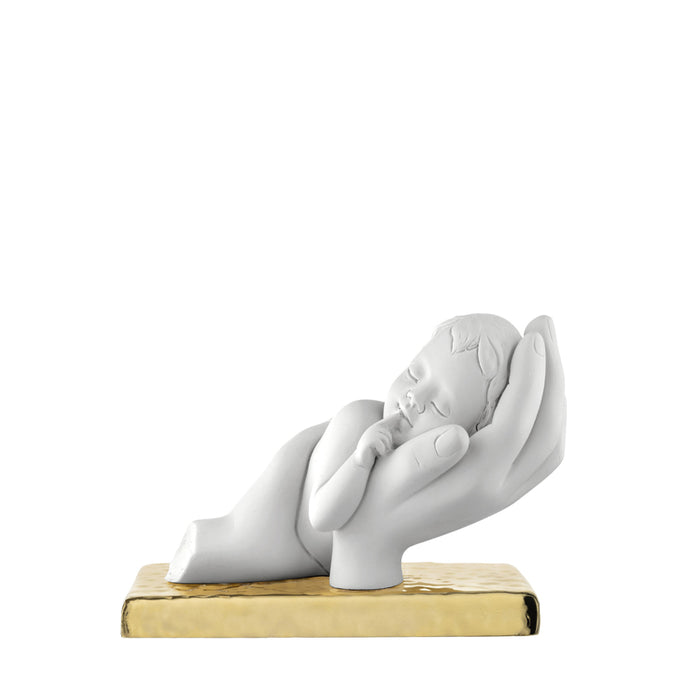 Scultura Bimbo Tra Le Mani-Oro