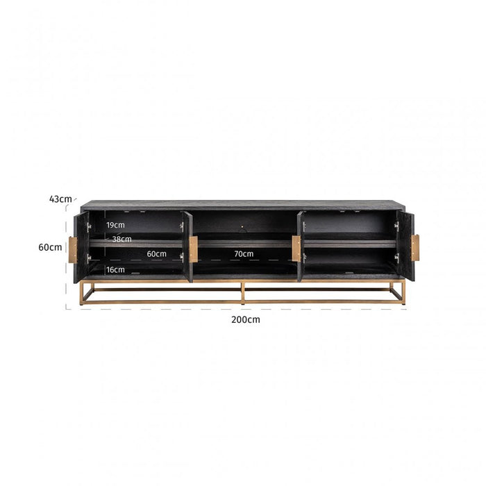 TV-Unit Blackbone brass 4-doors 201