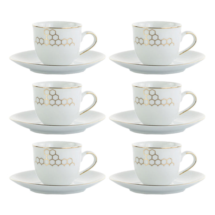 Weissestal Set 6 Tazzine Natalizie con Piattino Hive in Porcellana by Salvatore Izzo