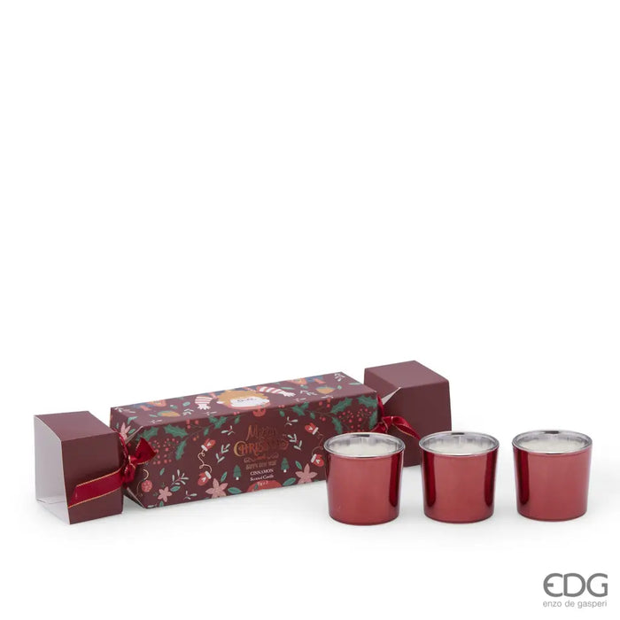 EDG Enzo de Gasperi Set 3 Candele Joyful con Profumo Cinnamon H5 cm