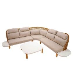 Set Divano Angolare da Giardino in Alluminio e Rattan, 5/6 Persone - Birmingham