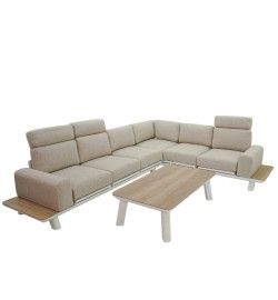 Set Divano Angolare Estendibile da Giardino in Alluminio, 6/7 Persone - Cambridge