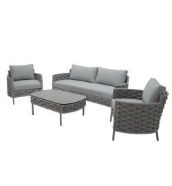 Set Divano da Giardino in Alluminio e Corda Grigio - Pegaso