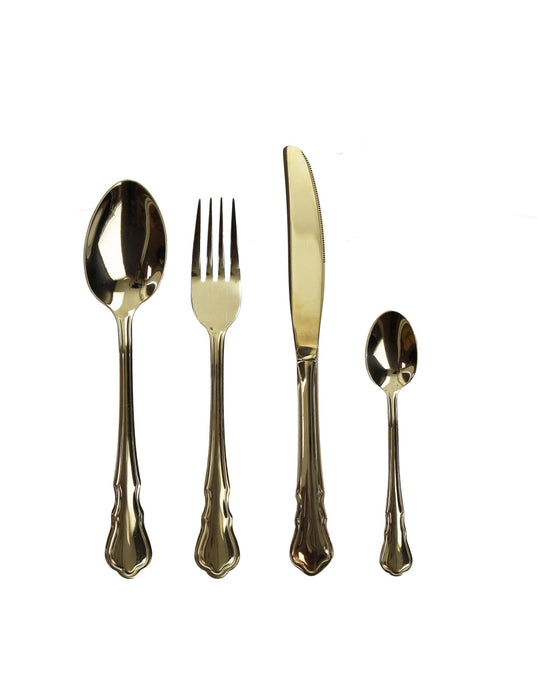 Posate Imperial Gold - set natalizio 16 pezzi inox