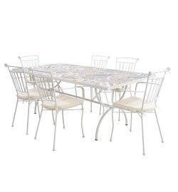 Set Tavolo e Sedie da Giardino Bianco, 6 persone - Amalfi