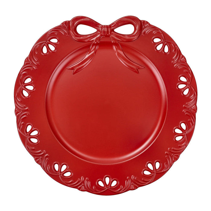 Brandani Set 4 Sottopiatti Natalizi Fiocco Rosso D33 cm