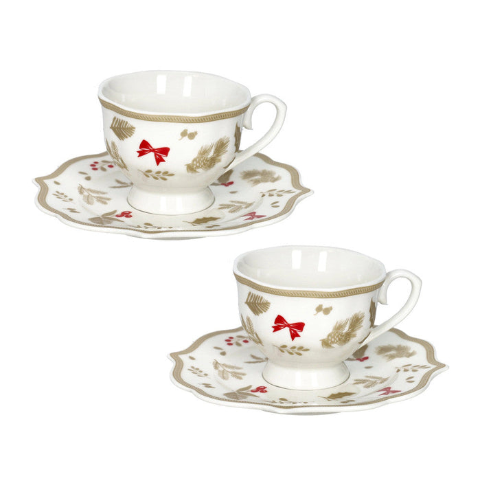Brandani Set 2 Tazzine da Caffè Natalizie Treschic in Porcellana