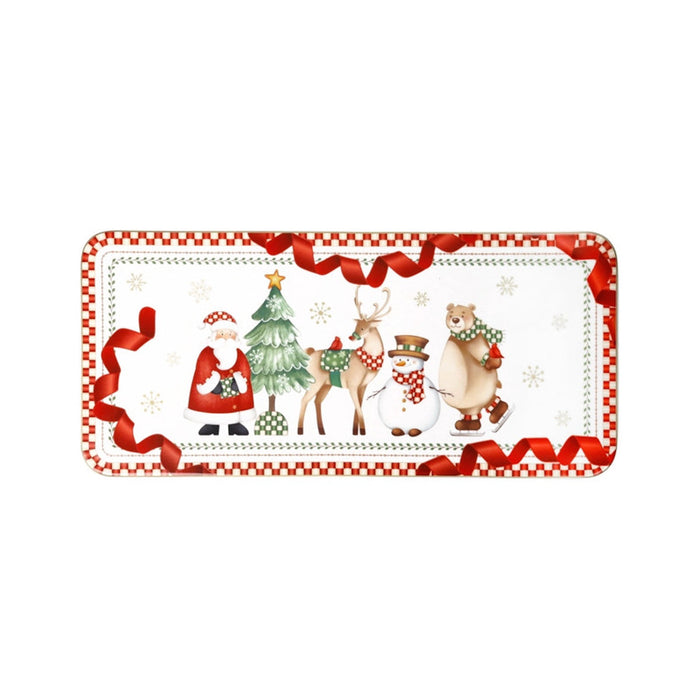 Brandani Vassoio Rettangolare Natalizio Racconti 40x18 cm in Porcellana