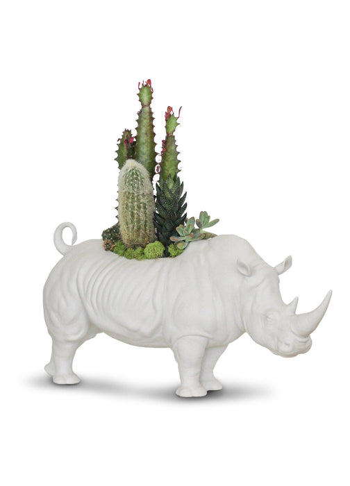 Figurina Rhino Garden Bianco mate. Plant the Future