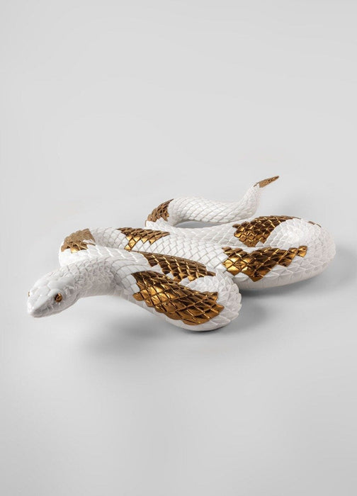 Scultura Serpente. Bianco - rame