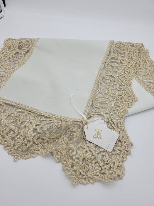 Runner velluto con pizzo oro Fiori di Lena