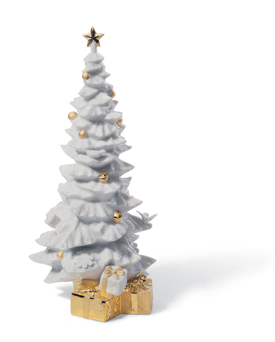 Figurina Albero di Natale con regali. Lustro oro