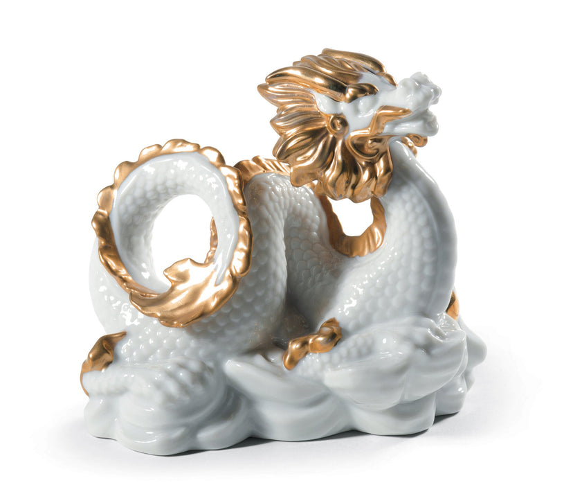 Scultura Il Drago. Lustro oro e bianco