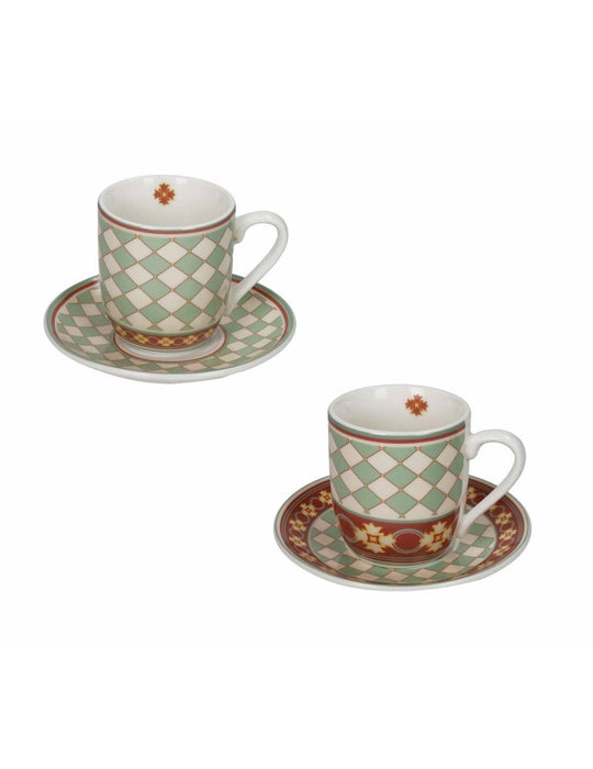 TAZZINA CAFFE LE CEMENTINE QUADRELLA SET 2 PEZZI PORCELLANA