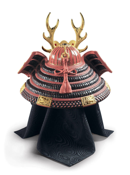 Figurina Elmetto samurai (rosso). Lustro oro