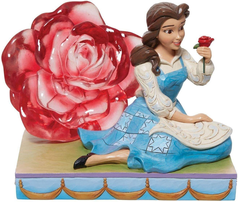 Enesco - Jim Shore Disney Traditions La bella e la bestia - Belle con rosa in resina trasparente