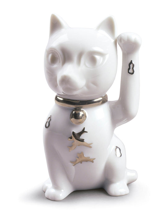 Figurina Maneki Neko. Lustro argento