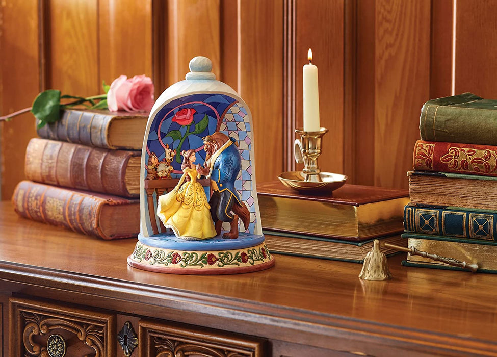 Disney Traditions Beauty Beast - Statuetta a cupola, 25 cm, multicolore