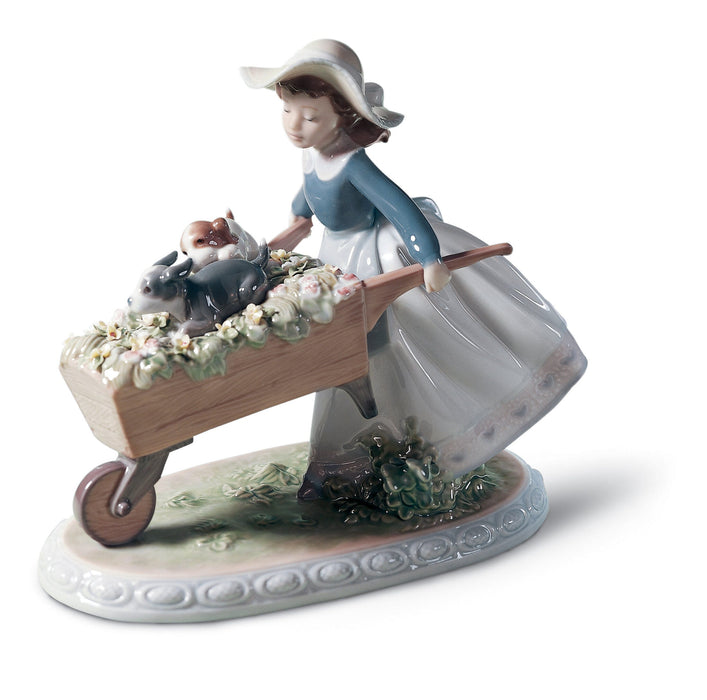 Figurina Bimba Carretta di fiori