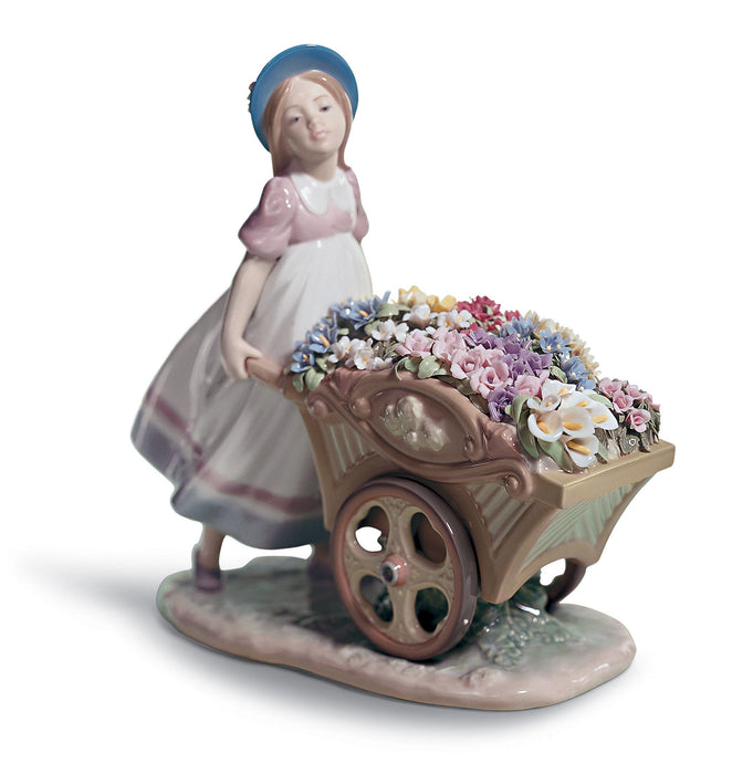 Figurina Bimba Carriola di fiori