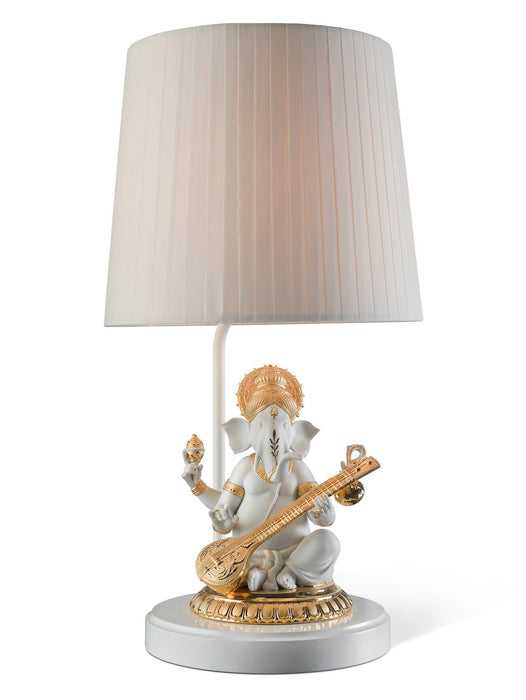 Lampada da tavolo Ganesha con veena. Lustro oro (CE)