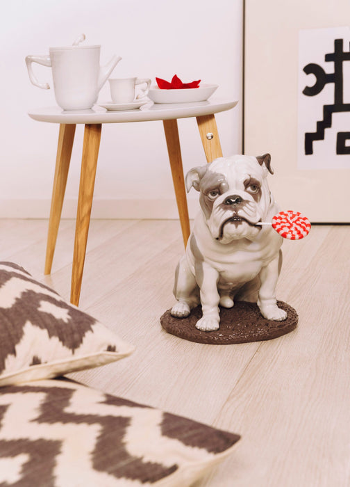 Figurina Cane bulldog con leccalecca