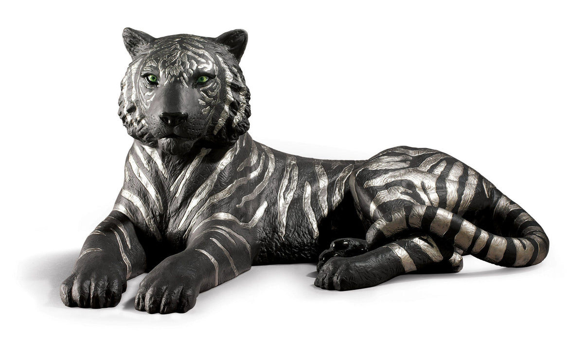 Figurina Tigre. Lustro argento e nero