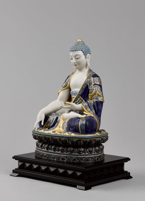 Scultura Budda Shakyamuni. Lustro oro. Edizione limitata