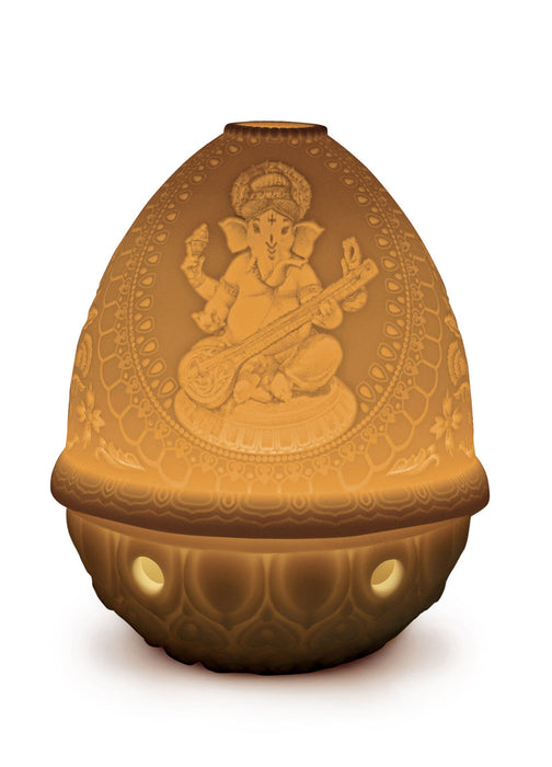 Litofania Ganesha con veena. Ricaricabile a Led