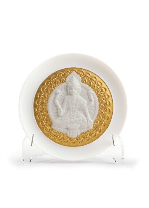 Piatto decorativo Dea Lakshmi. Lustro oro