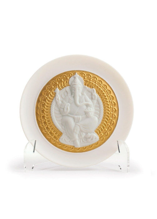 Piatto decorativo Lord Ganesha. Lustro oro