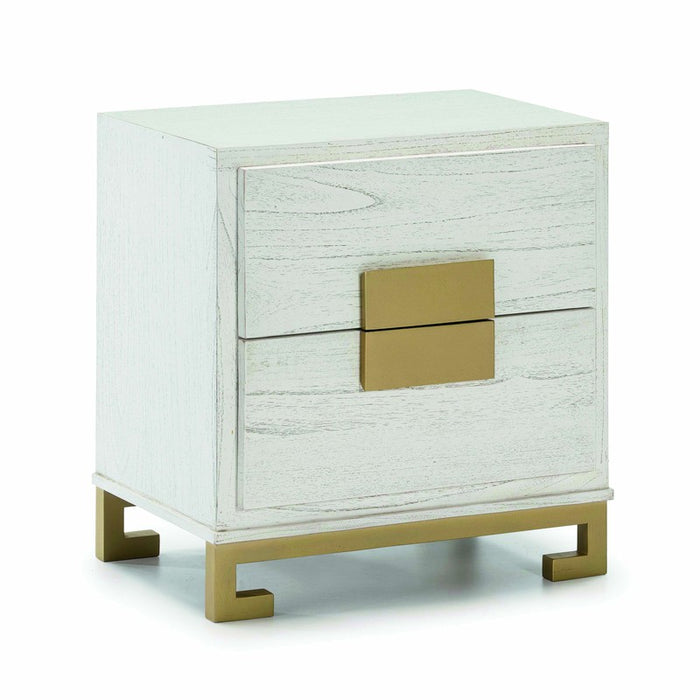 Comodino in legno bianco e oro 2pz